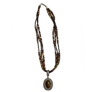 Vintage Avon SP Tigers Eye Wood Bead Necklace